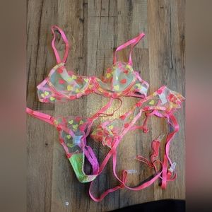 Shein Pink and Yellow Lingerie Set